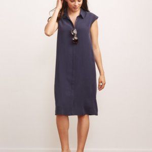 Brass Clothing Dress Womens Blue Classic Button down dress wave weave fabric